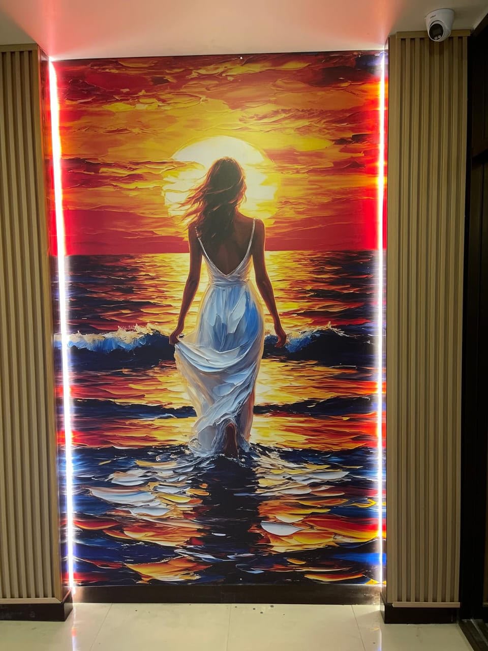 Decorative wall art in the hotel lobby